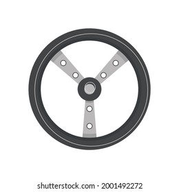 Flat steering wheel for racing car on white background vector illustration