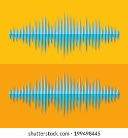 Flat stereo music wave icon on yellow background