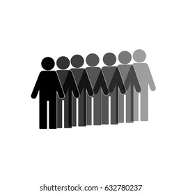 flat stick figure, company of symbol people , vector illustration, leader and his team, men and his shadow