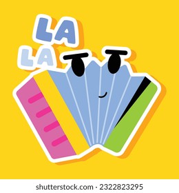 Flat sticker of accordion keyboard 