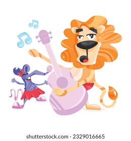 A flat sticker of animals music