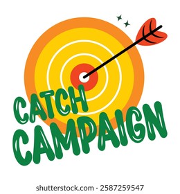 A flat sticker of archer bow with catch campaign typography 
