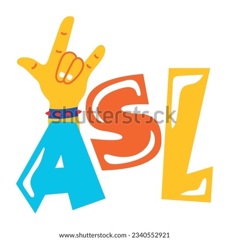 Flat sticker of asl word 