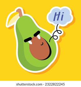 Flat sticker of avocado emoji 