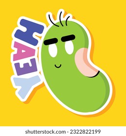 Flat sticker of bean emoji 