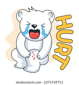 Flat sticker of a bear injury 