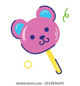 Flat sticker of bear lollipop 