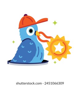 Hier ist ein flacher Aufkleber einer Vogelmedaille 