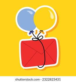Flat sticker of birthday card 