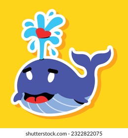 Flat sticker of blue whale 