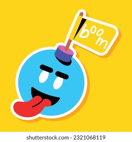 Etiqueta plana del emoji boom 