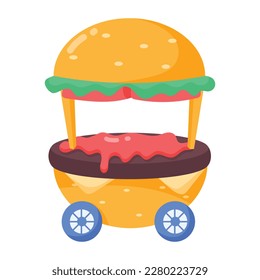 Una pegatina plana del carro de la hamburguesa 