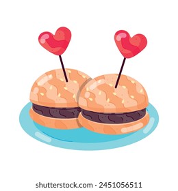 Here�s a flat sticker of burgers platter