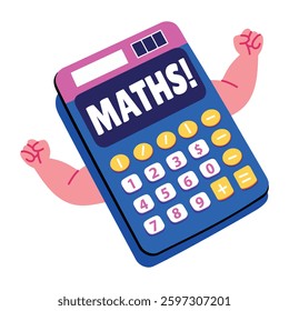 A flat sticker of a calculator with maths typography 