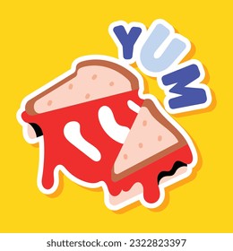 Flat sticker of cheese sandwich