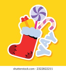 Flat sticker of christmas sock 