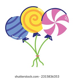 A flat sticker of colourful lollipops 