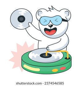 Here’s a flat sticker of cool dj bear