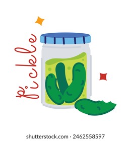 Una pegatina plana de pepino en vinagre