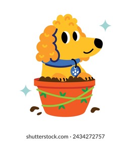 A flat sticker of cute dog pot 