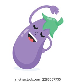 Flat sticker of a cute eggplant