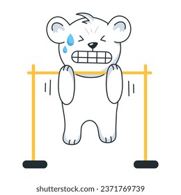 Flat sticker depicting bear doing pull ups 