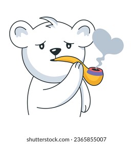 Flat sticker depicting bear smoking pipe 