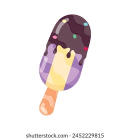 A flat sticker depicting chocolate popsicle - Powered by Shutterstock - Get 15% off with code: PIKWIZARD15