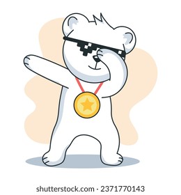 Flat sticker depicting dabbing bear
