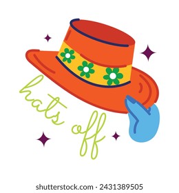 Here’s a flat sticker depicting hats off 