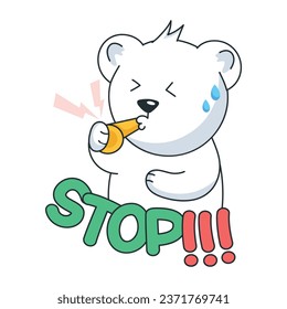 Flat sticker depicting referee bear