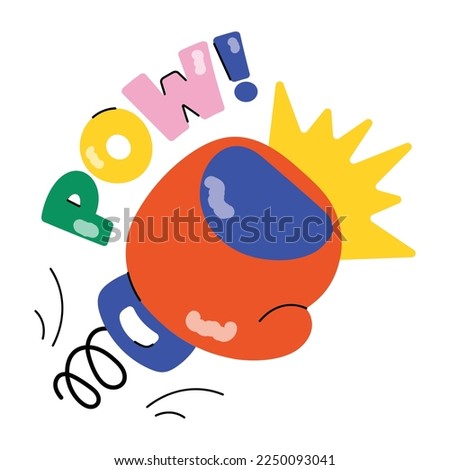 A flat sticker design of pow 