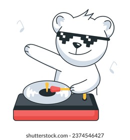Here’s a flat sticker of dj bear 