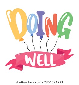 Flat sticker of doing well 