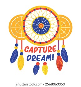 A flat sticker of a dream catcher