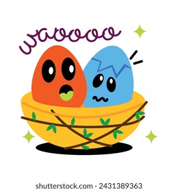 Here’s a flat sticker of egg nest 