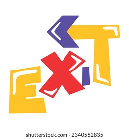 Flat sticker of exit, editable design 