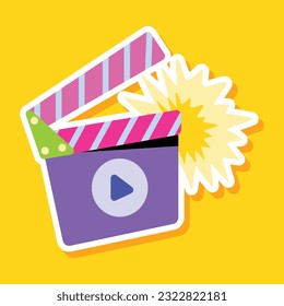 Flat sticker of film clapper 