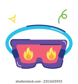 A flat sticker of firefighter glasses 
