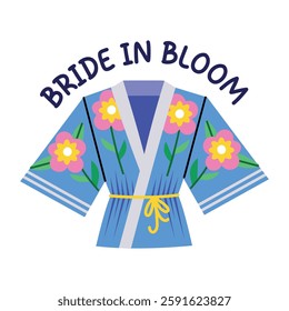 A flat sticker of floral bride robe