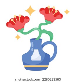 A flat sticker of flower vase 