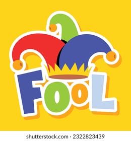 Flat sticker of fool cap 