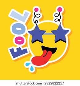 Flat sticker of fool emoji 