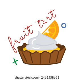 A flat sticker of fruit tart 