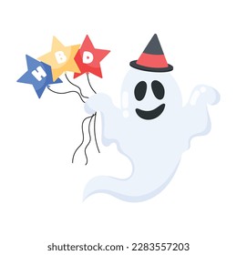 A flat sticker of ghost birthday 