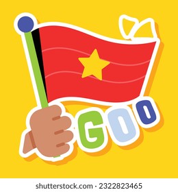 Flat sticker of great achievement 