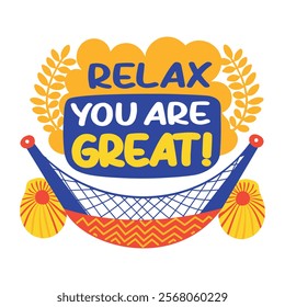 A flat sticker of a hammock bed with you great typography