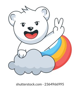 A flat sticker of happy bear 
