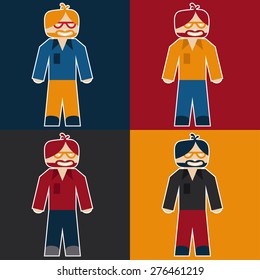 flat sticker of hipster