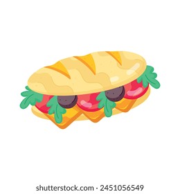 Here�s a flat sticker of a hoagie